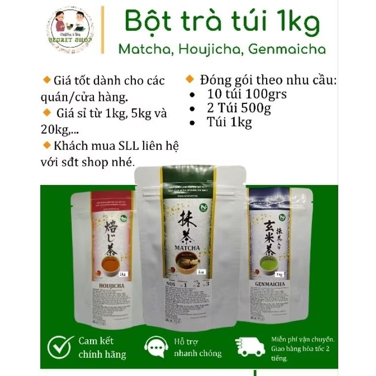 [1KG] Bột trà Newdays Matcha, Houjicha, Genmaicha 1kg - Newdays Matcha - SECRET SHOP MATCHA