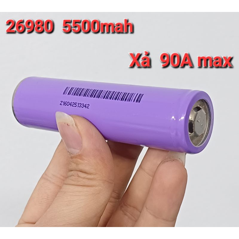 Pin Tím 26980 3,7V Dung lượng  5600mah / Xả 90A 15C max