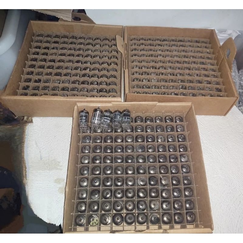 đèn 5963 RCA phiến đen 17, square getter.  Bản cao cấp 12au7