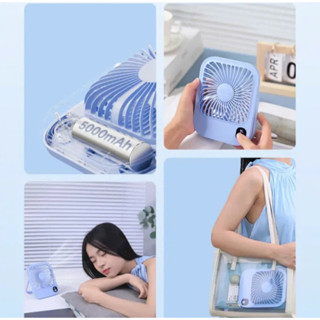  Quạt tích điện mini để bàn YOOBAO F01P xanh 10000mAh cho bàn làm việc tiện lợi bỏ túi - có màn hình hiển thị pin 