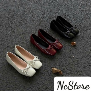 C12 - Giày búp bê xinh đẹp Mũi Vuông Đế Dẻo Da Mềm Phối Nơ Đi Êm Chân