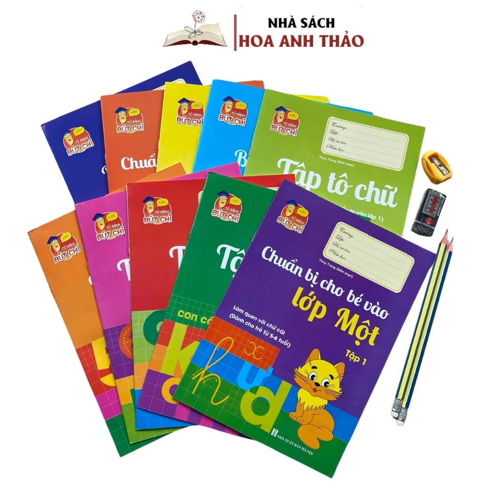 Sách - Bộ 10 Quyển Luyện Viết Tập Tô Chữ, Tập Tô Số Cho Trẻ Mẫu Giáo (5-6 tuổi) - Tặng Kèm 2 Bút Chì, 1 Gọt, 1Tẩy