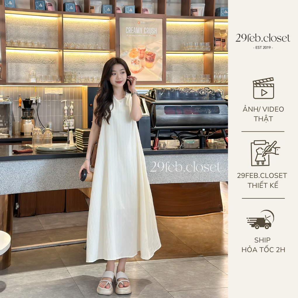 Váy ba lỗ nữ dáng dài đũi gân 2 lớp, váy sát nách nữ dáng suông trẻ trung xinh xắn - 29feb.closet - V85 | BigBuy360 - bigbuy360.vn