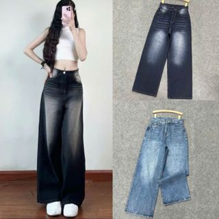 Quần Dài Jean Ống Suông Bigsize Nữ,Quần Bò Kiểu Big Size Nữ Lưng Cao Phong Cách Mặc Là Ghiền