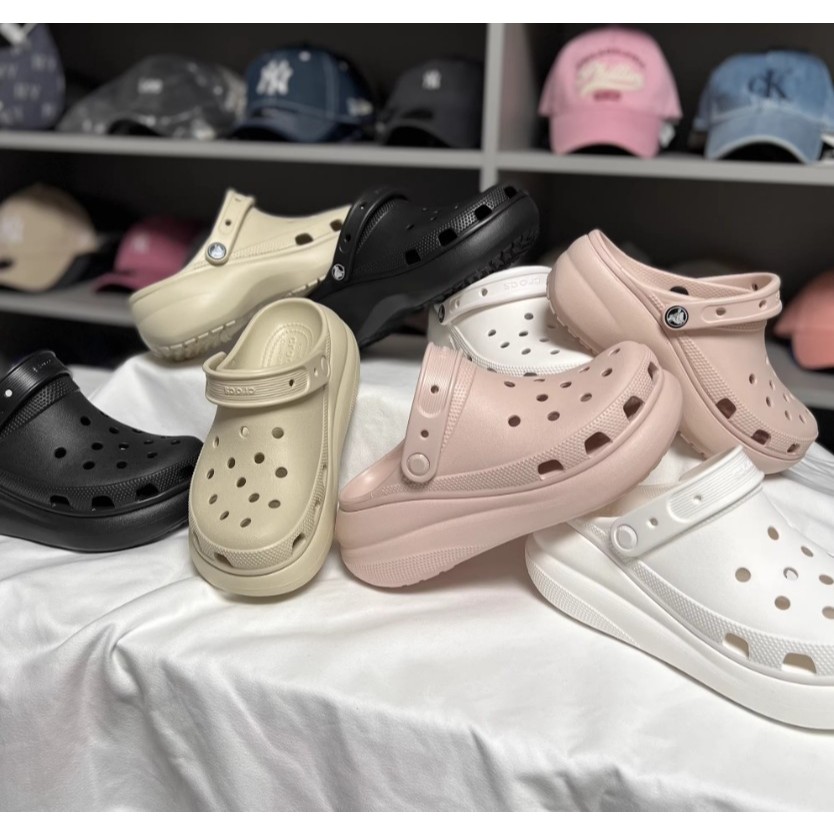 [ Người lớn]Giày sục nữ Crocs Classic Crush Clog, dép sục Crocs đế cao 5cm cho nữ, cho mẹ và bé size