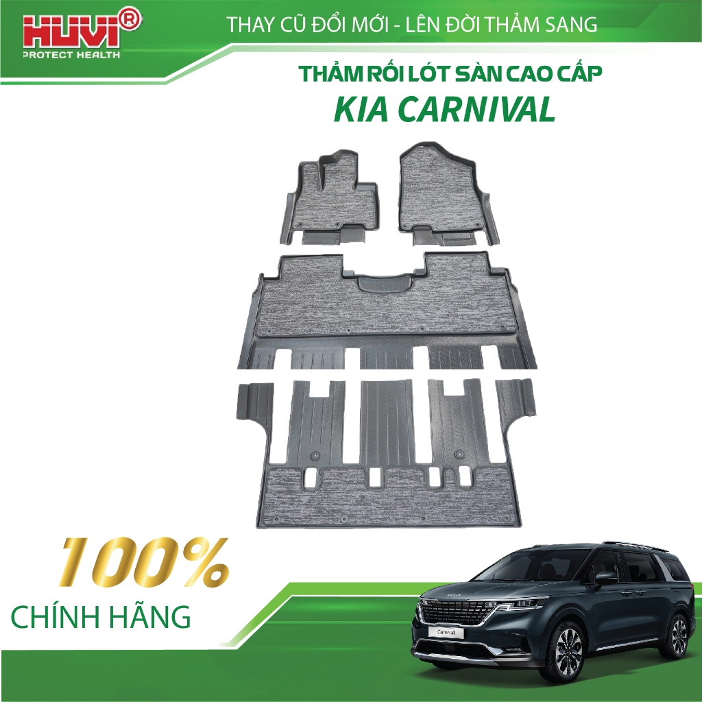 [DÙNG VỚI THẢM SÀN HUVI] Thảm rối lót sàn xe ô tô KIA CARNIVAL 2020+ 7 chỗ nhựa PVC cao cấp thương h