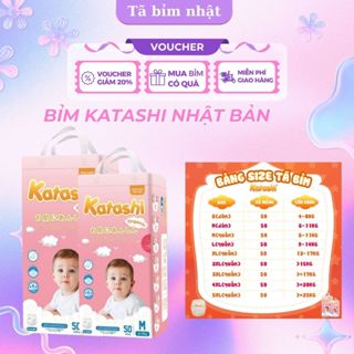 Bỉm KATASHI Nhật Bản 50 miếng, mỏng nhẹ,thoáng khí,kháng khuẩn đủ size tã dán/quần từ S đến 5XL