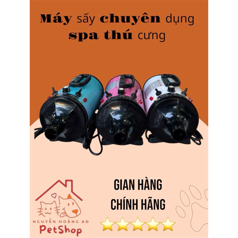 Máy sấy lông thú cưng chó mèo công suất lớn 2800W, sấy thổi khô nhanh với gió ấm