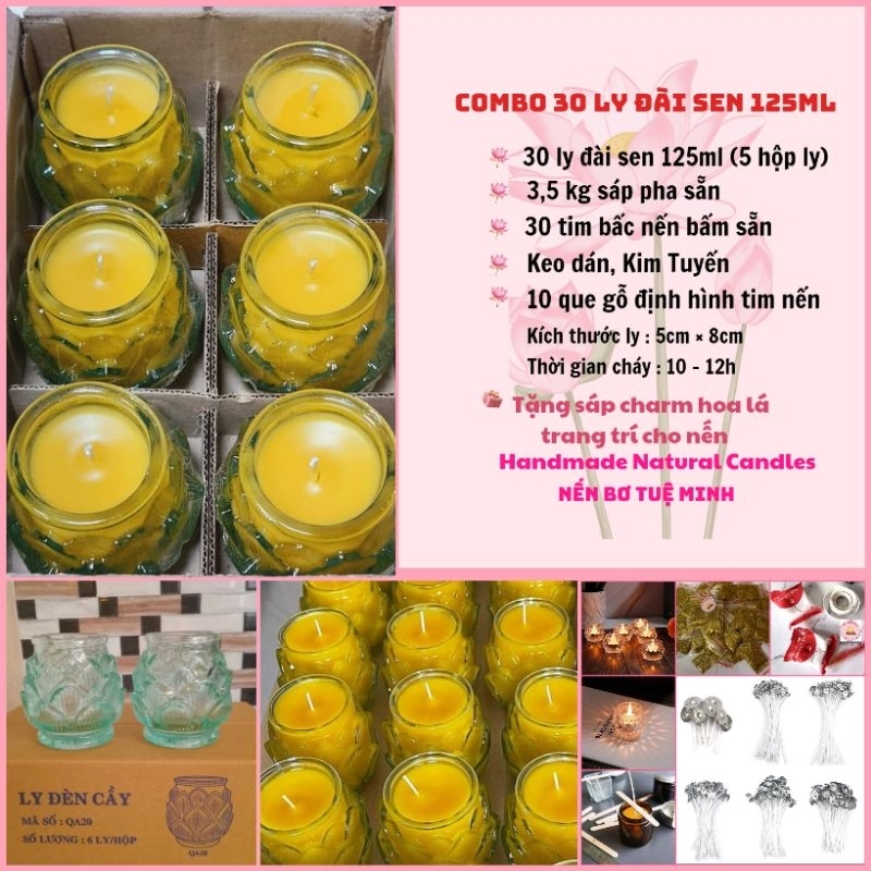 Combo 30 Ly Đài Sen 125ml ( Nguyên Liệu Làm Nến Bơ Tuệ Minh)