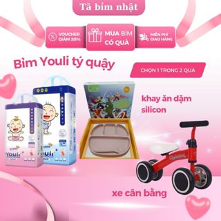 Bỉm Quần Youli Tý Quậy Tinh chất lựu đỏ,đủ size Tã dán/Tã quần từ S đên 3XL ( 46-72 miếng/bịch)