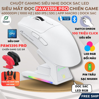 Chuột Không Dây Gaming Attack Shark X1 PAW3395 Pro, 40.000DPI Dock Sạc LED RGB