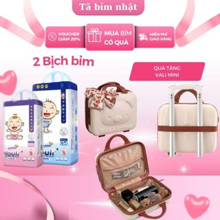 (Tặng vali mini) Combo 2 bịch Tã/Bỉm Youli Tý Quậy tinh chất lựu đỏ,đủ sizetừ NB đến 3XL