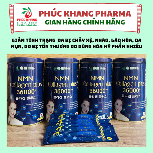 NƯỚC UỐNG ĐẸP DA NMN COLLAGEN PLUS 36000++, HỘP THIẾT 20 GÓI X 25ML. GIÚP GIẢM THÂM NÁM, TÀN NHANG, 