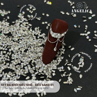 Set đá khối chân bằng super mini siêu nhỏ đính nails chân vàng trang trí móng khoảng 100 viên ANGELICA SDKCBMN-01