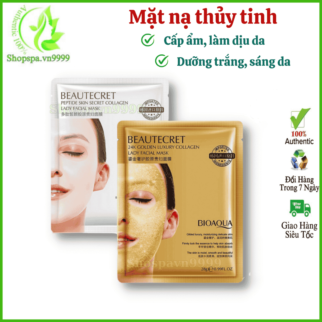 Combo 10 mặt nạ thủy tinh Collagen Bioaqua, Mặt nạ Collagen trong suốt