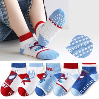  Set 5 đôi Tất siêu nhân cổ Ngắn Bé trai Lưới mỏng có chống trượt siêu anh hùng 