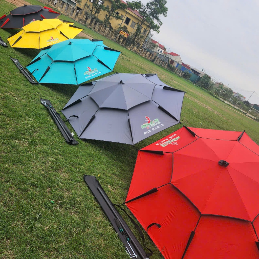 Ô dù câu cá 2 tầng Mỹ Nhân Ngư che nắng mưa cao cấp 2m2 và 2m4