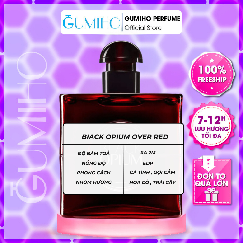 Nước Hoa Black Opium Over Red ( 2, 5 ,10ml ) Hương Thơm Cafe, Vani ,Cherry Ngọt Ngào Quyến Rũ - Gumi