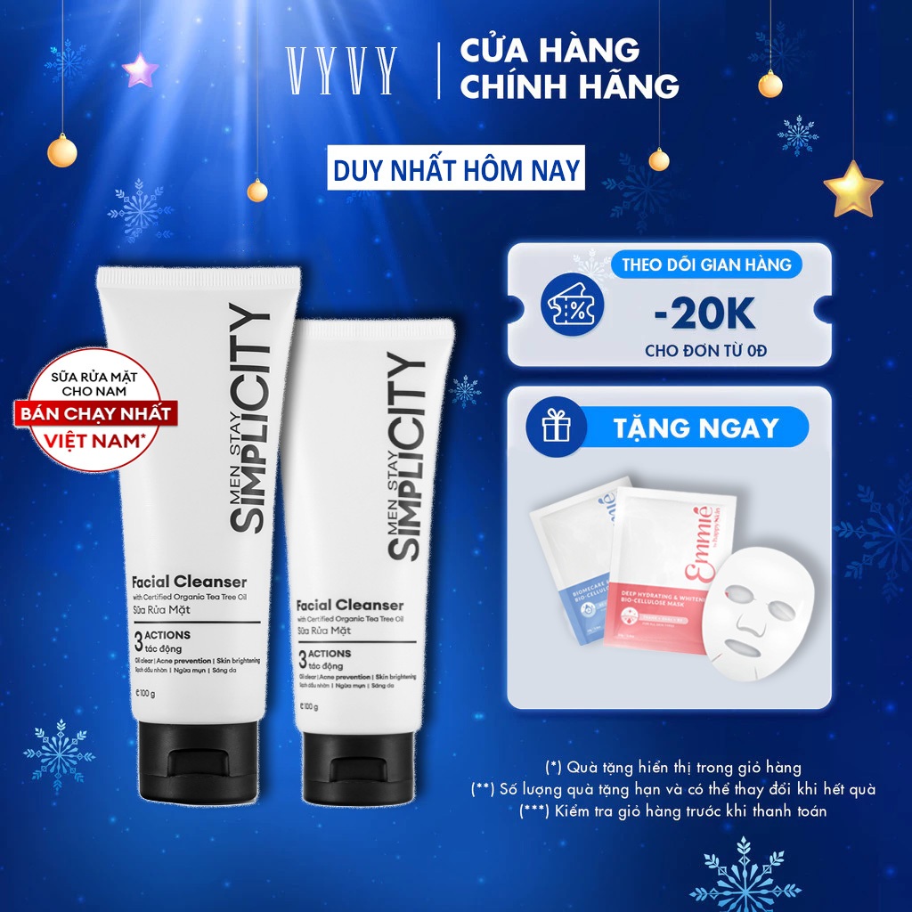 Sữa rửa mặt dành cho da mụn và da dầu, làm sáng da Men Stay Simplicity Facial 100g