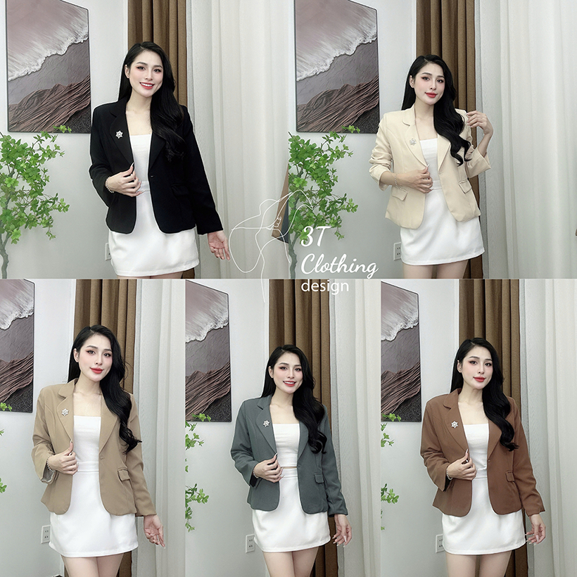  Áo Vest nữ chiết eo cao cấp 2 lớp có bigsize tay dài phong cách công sở tặng kèm ghim cài áo mã V03 