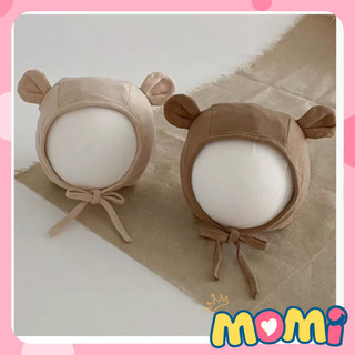  Mũ tai gấu buộc dây hàng QC cho bé trai bé gái sơ sinh mũ che thóp vải cotton MOMIBABY 