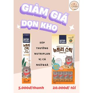DỌN KHO- CẬN DATE (T8) (4 thanh/1 gói) Súp thưởng Nutri Plan Stick cao cấp cho Mèo 14gr- petfood Nikong