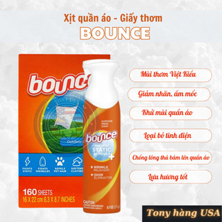 [Mẫu Mới] Giấy Thơm/ Xịt Thơm Quần Áo Bounce 275g Của Mỹ Chống Nhăn Khử Mùi Hôi Mốc - Tony Hàng USA