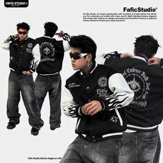 Áo khoác VARSITY BOXY NAM NỮ FULL HÌNH THÊU EYES FAFIC STUDIO , FULL DẠ , BOMBER JACKET DẠ 2 LỚP form rộng bóng c