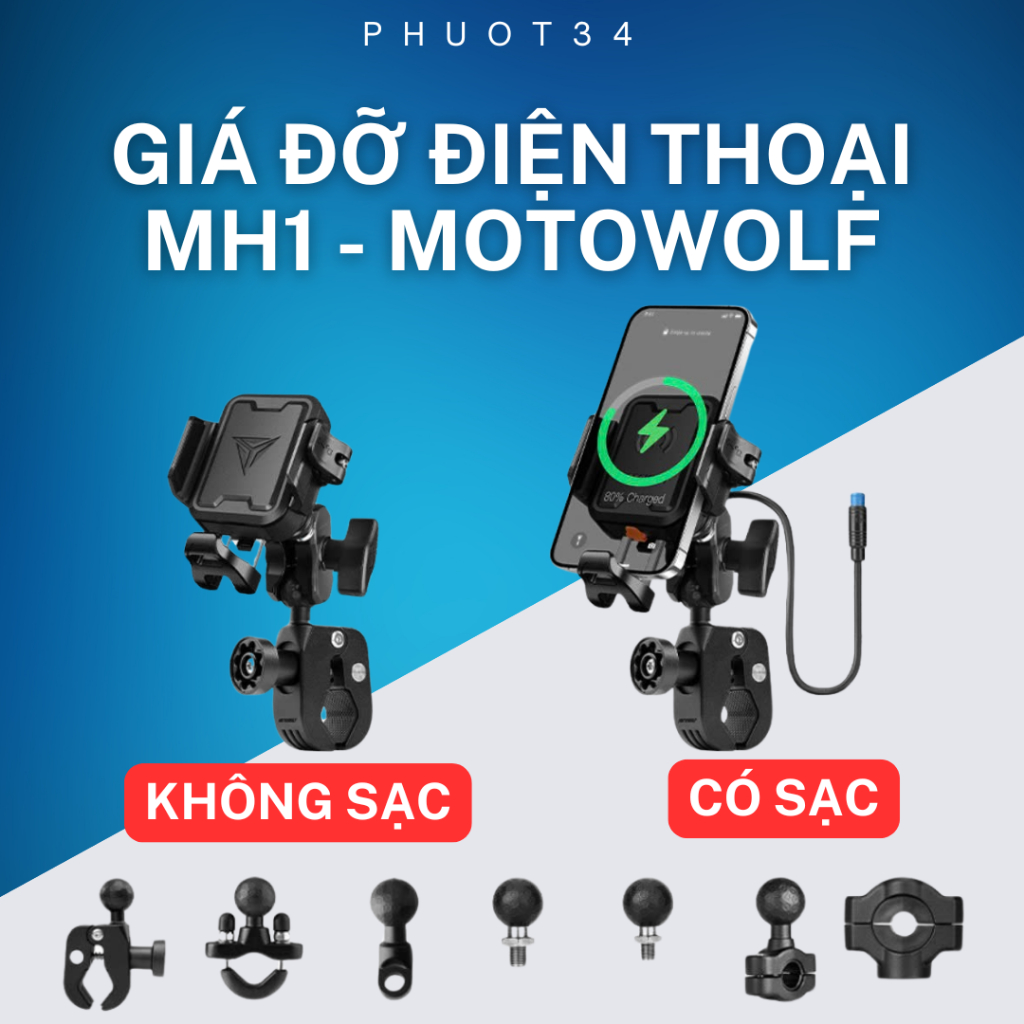 Kẹp Giá Đỡ Điện Thoại MotoWolf MH1 Hàng Chính Hãng Nhỏ Gọn Dễ Lắp Đặt
