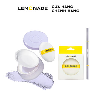  Combo Lemonade Phấn Phủ No Makeup Loose Powder Chì kẻ mày siêu mảnh Micro & Set 2 Bông phấn phủ 