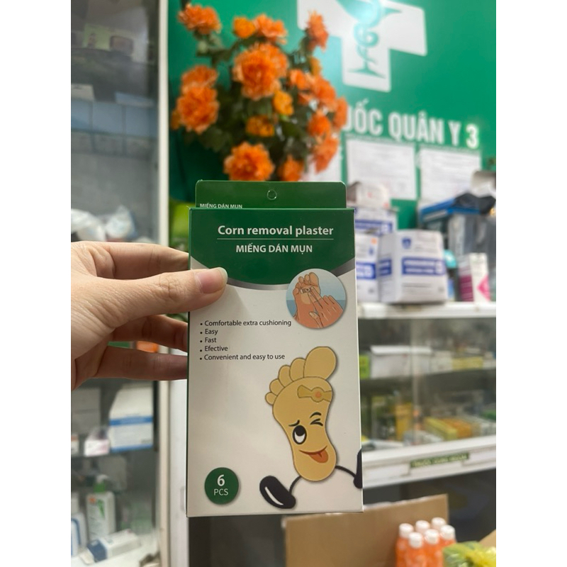 Miếng dán mụn cóc, mụn nhọt, tẩy vết chai hộp 6 miếng dùng 1 miếng 1 ngày cho đến khi loại bỏ hết mụ