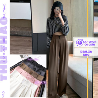 (Deal Xả kho) Quần tây ống rộng cạp chun sau big size nữ lưng cao quần ống rộng đỉa lửng cổ điển sang trọng.