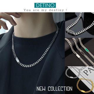Dây chuyền nam titan màu bạc, vòng cổ nam Cuban hiphop phong cách thời trang unisex cao cấp DETINO DC6