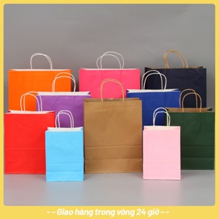 [50 cái] Túi giấy kraft có quai túi giấy xi măng túi quà giấy túi giấy đựng quà mỹ phẩm, nước hoa