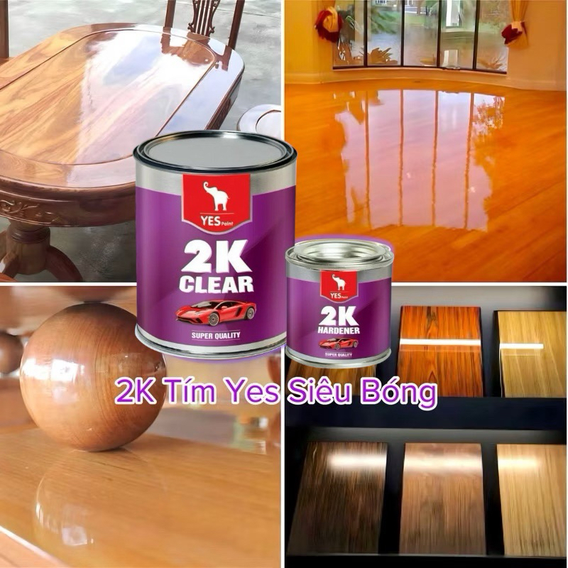 [HÀNG MỚI - CHẤT LƯỢNG MỚI] SƠN PHỦ BÓNG 2K YES TÍM 2 Thành Phần ( ĐỘ BÓNG CAO, BỀN, BÁM DÍNH TỐT )