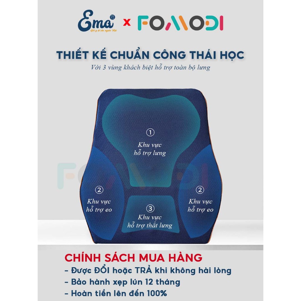 Gối tựa lưng massage FOMODI cao su non dành cho dân văn phòng và lái xe thiết kế công thái học chống đau mỏi | BigBuy360 - bigbuy360.vn
