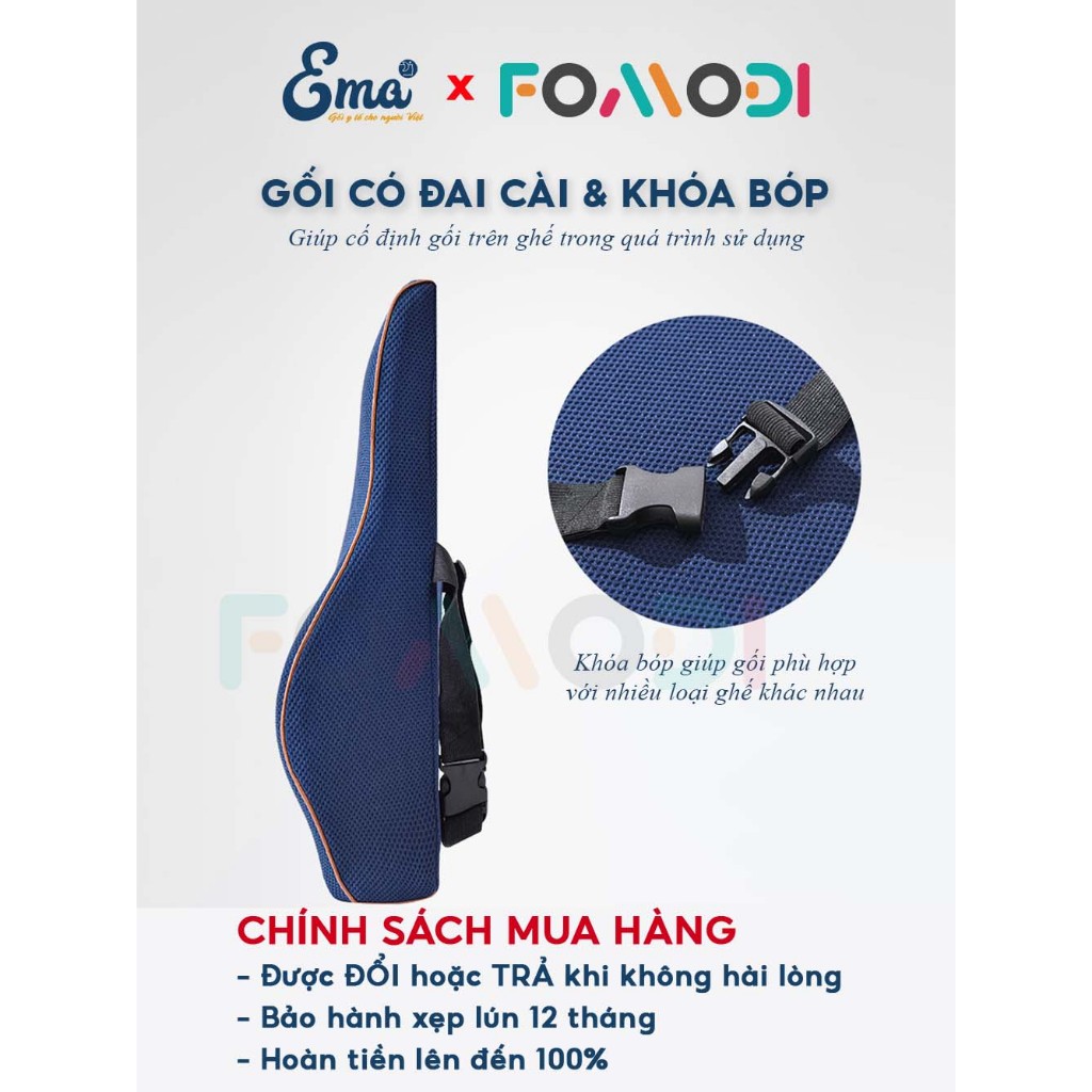 Gối tựa lưng massage FOMODI cao su non dành cho dân văn phòng và lái xe thiết kế công thái học chống đau mỏi | BigBuy360 - bigbuy360.vn