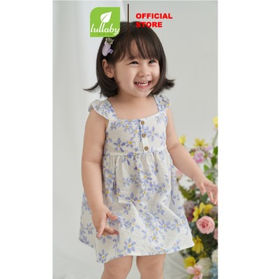 LULLABY - NH310N - Đầm sát nách bé gái cotton nhăn