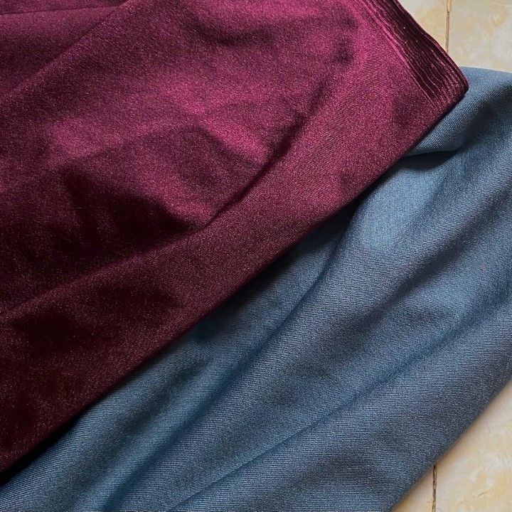 Vải Thun Poly Màu Tím Ánh Nhũ, 7 Biên Khổ 1m65 - Mặt Láng, Mềm, Mỏng Vừa, Giãn 4 Chiều - May Áo Thun