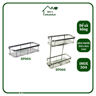 Kệ nhà tắm 2 tầng treo tường PHÁT ĐẠT Inox 304, kệ để đồ xà bông, giá để xà phòng (SP064.066)