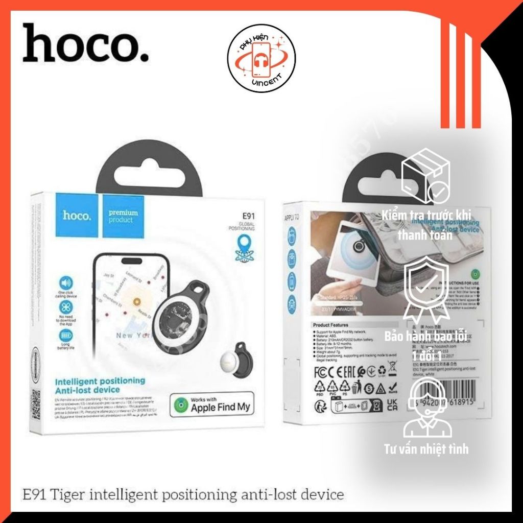 Thiết Bị Định Vị Hoco GPS E91, Nhỏ Gọn Hiện Đại, Phụ Kiện Di Động Vincent
