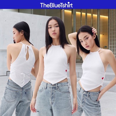 TheBlueTshirt - Áo yếm cột dây ôm dáng thêu trái tim đỏ cho nữ - Modern Yếm Heart Rib Cotton - Women