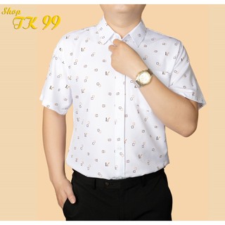  Áo sơ mi nam ngắn tay có túi chữ LI lụa hàn chống nhăn 