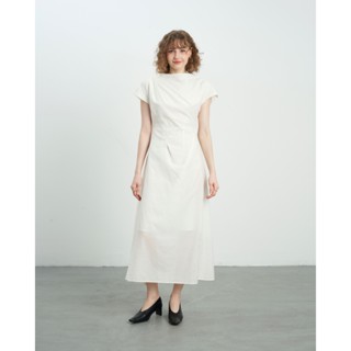 Đầm đen đi tiệc CHARMAINE tay cánh tiên nhẹ nhàng, thiết kế xếp nếp tinh tế dọc thân trên KHÂU BY CQ