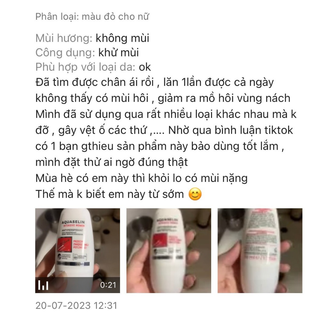 Lăn nách khử mùi Aquaselinnn dành cho nam nữ 50ML