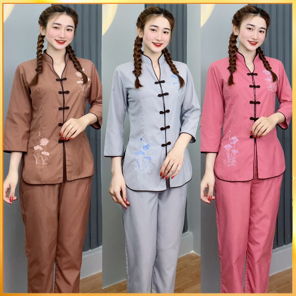 Đồ Lam Đi Chùa Đẹp Cao Cấp Trang Nhã Trang Phục Truyền Thống 2021 Dành Cho Phật Tử - AL009