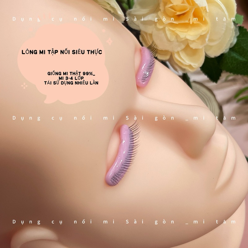 Lông mi tập nối siêu thực_mi dày 3-4 lớp _giống mi thật 99%_con mắt học nối mi,dành cho người mới học _dụng cụ nối mi