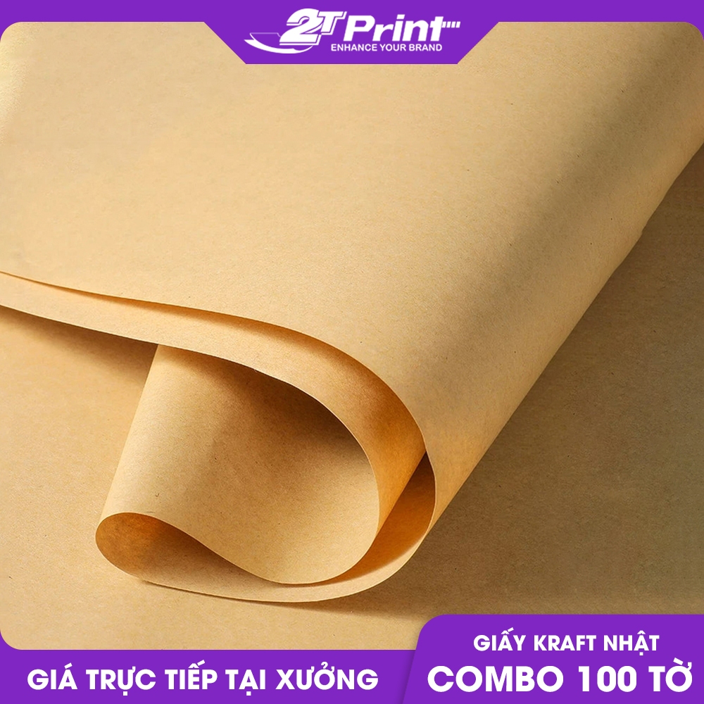 Combo 100 Tờ Giấy Xi Măng (Kraft Nhật) Gói Quà Vintage, Khổ Lớn 72x102cm và 51x72cm, Loại Cao Cấp, Dai Bền, Mịn