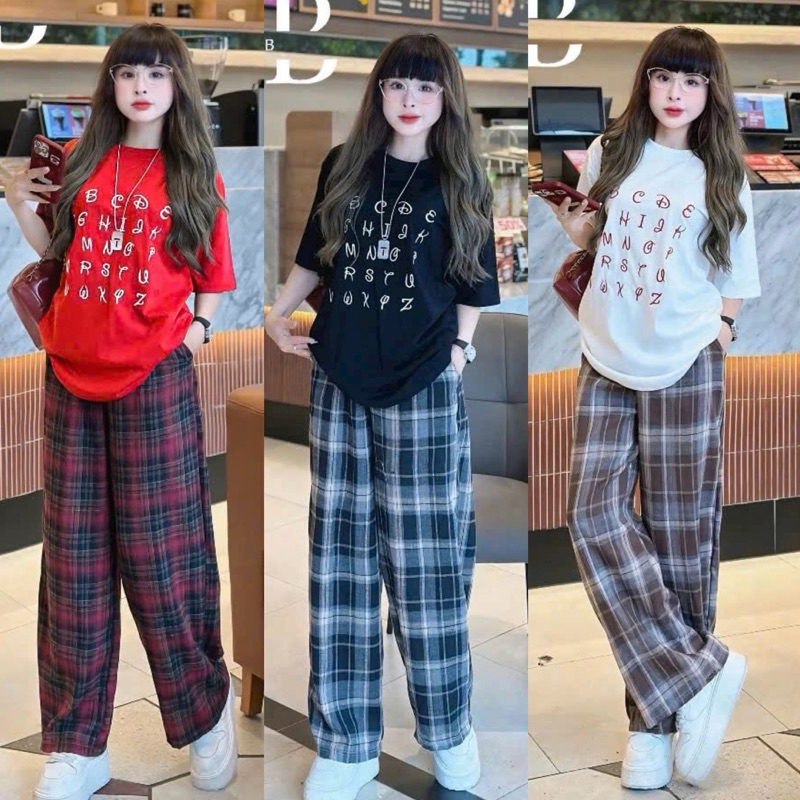 [Size 38kg - 46kg] Áo thun cotton chữ thêu phom rộng