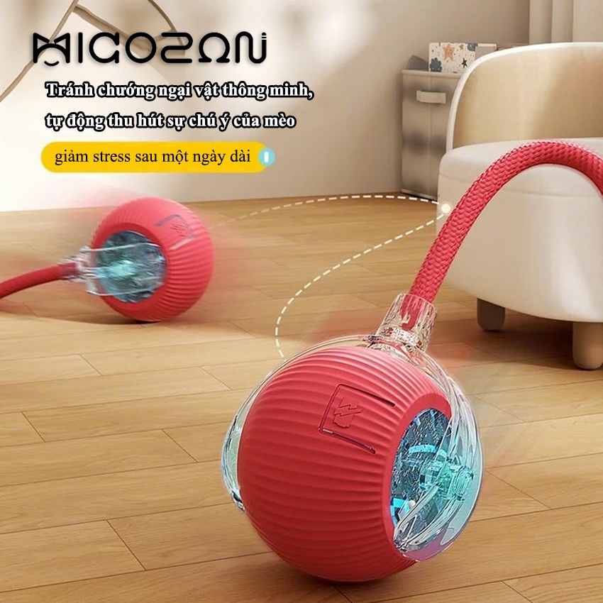  Đồ Chơi Cho Mèo MICOSON Bóng Tự Động Giải Trí Chông cắn Giảm Tiếng Ồn Và Tắt Tiếng Tự Động Tránh Chướng Ngại Vật 